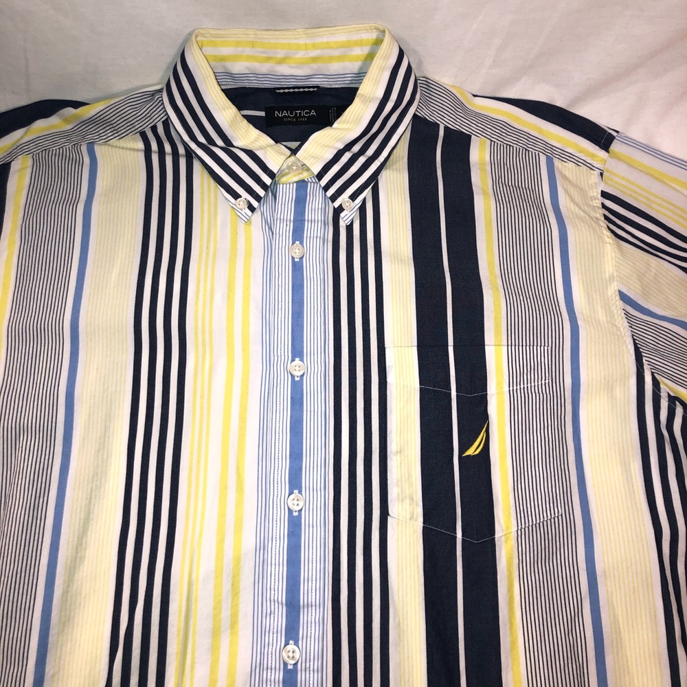 Mens Nautica Small Logo Striped LS Button Up Shirt - Picture 2 of 5